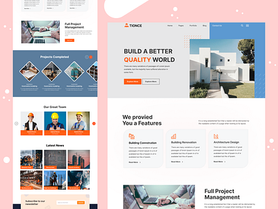 Constraction Landing Page Design constraction constraction landing page figma homepage design landing page landing page design ui ux web design website design website template