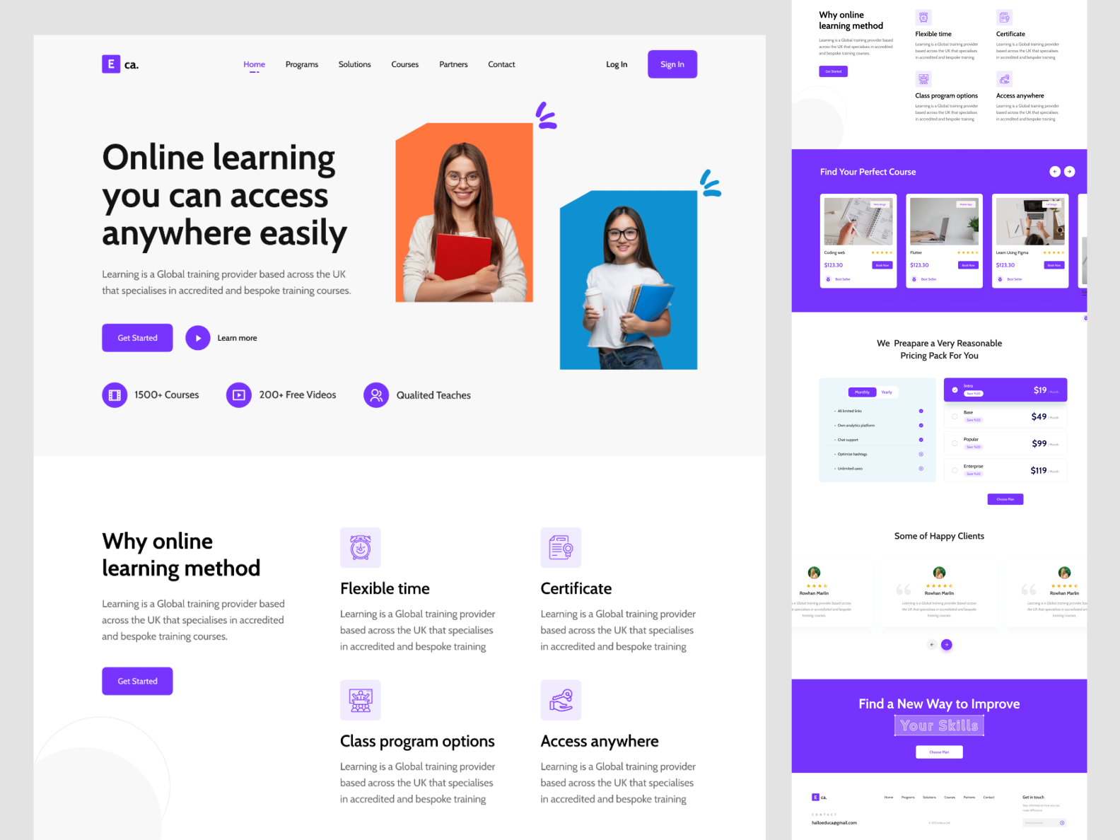 E-learning landing page by Sakib on Dribbble