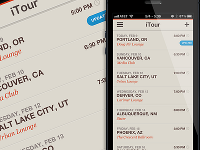 Tour Itinerary app ios iphone itinerary list mobile shows tours