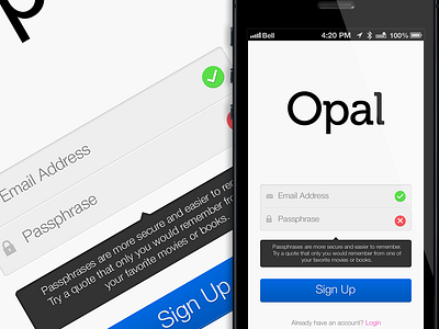 Opal - Registration app form ios login mobile opal registration responsive signup