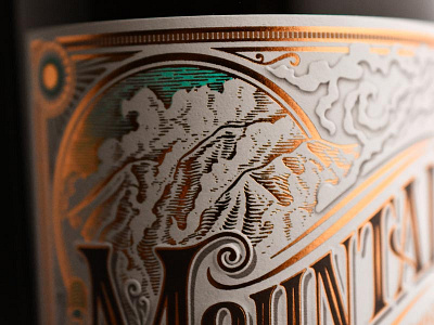 Mountain Peak detail shot illustration label design packaging