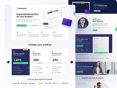 SiteSprout - Land Page analytics app branding clean design graphic design landing page logo lp marketing modern page pricing product services ui uiux web webdesign website