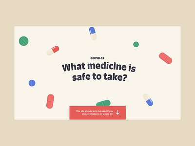 Covid 19 self-care info | Website Design animated informations scrolling searching self medication symptoms titles