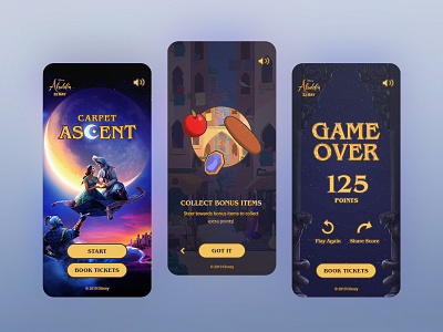 Aladdin | Carpet Ascent Mini Game disney game gold logo mobile movie title