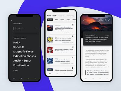 Science News | App Design app app design articles blog feed news posts saved science search