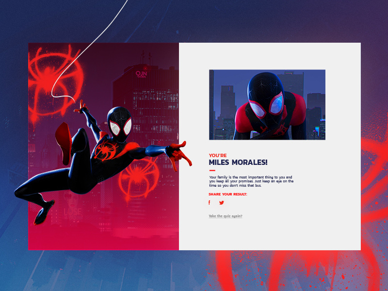Into the Spider-Verse | Quiz result quiz spider tags street miles morales spiderverse spiderman