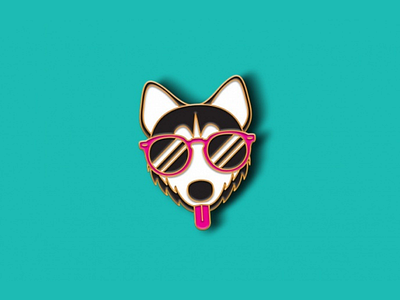 Cool Dawg Pin cool dog enamel glasses husky pin sun tongue