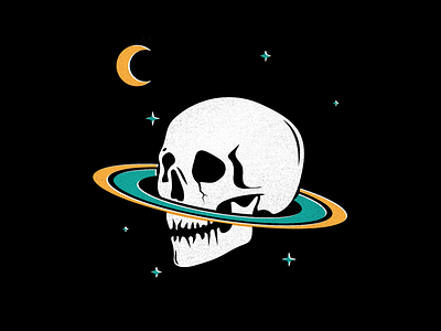 SPACE moon saturn skeleton skull space stars