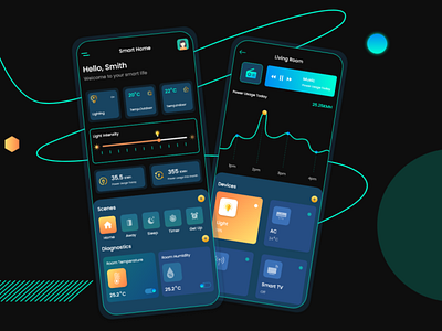 Smart Home App app app design branding design graphic design illustration lighting room logo mobile design smart home app smart room app ui uiux ux vector visual design web design