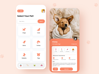 Pet Care App android design animal ios design mobile app mobile app design pet app pet care pet love ui uiux ux visual design web design