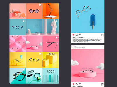 Les Pieces Uniques animation branding colors content design design eyewear glass graphic design ig instagram motion graphics post social social media sunslasses visual design visual identity