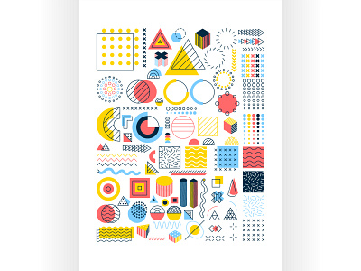Memphis Geometric Objects background circle design dot form geometric geometrical graphic illustration memphis object poster square striped triangular vector