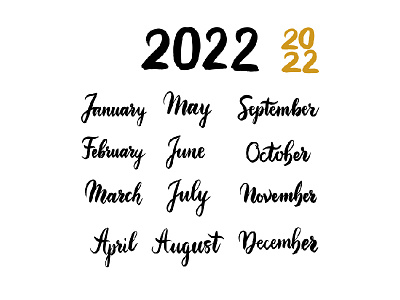 Calendar 2022 Handwritten lettering months