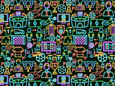 Soccer Football Neon Pattern