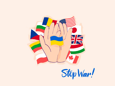 Stop War in Ukraine agression canada country donation europe europe union flag hand illustration nation russia russian support ukraine ukrainian usa vector war