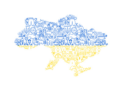 Ukraine Map border country design flag geography illustration line line art map national outline patriot signsymbol thin ukraine ukrainian vector