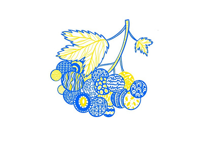 Guelder Rose Ukraine berry blue doodle drawing guelder rose hand drawn handdrawn illustration leaf nature plant procreate sketch stoprussianwar stopwarinukraine ukraine ukraine flag ukrainian viburnum yellow