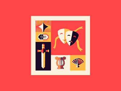 Theater adobe illustrator comedy design drama flat icon illustration mask music object performance play stage theater tragedy vector