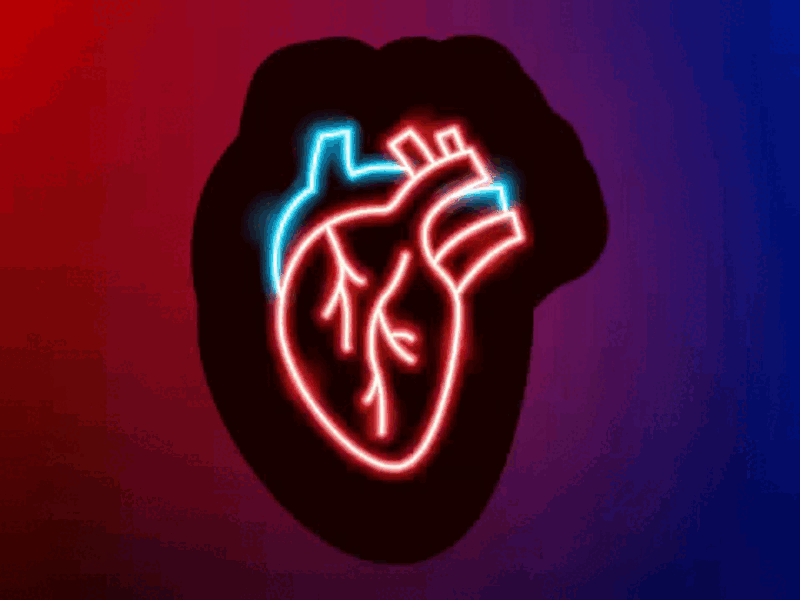 Neon heart beating