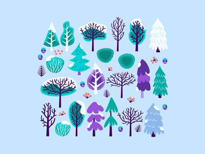 Cartoon Winter Trees