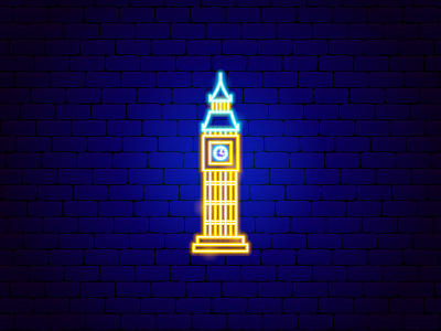 Big Ben Neon architecture big ben building clock design england english europe great britain icon illustration line london neon outline tower uk united kingdom vector