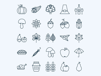 Line Thanksgiving Day Icons Set day dinner fall harvest icon line outline set thanksgiving turkey vector web