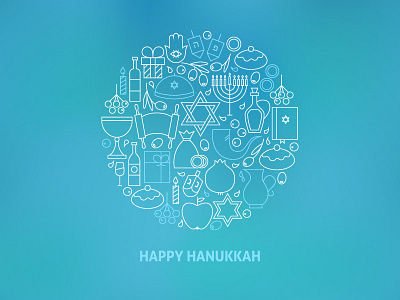 Happy Hanukkah Line Art Blurred Concept