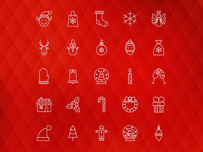 Merry Christmas Line Art Icons