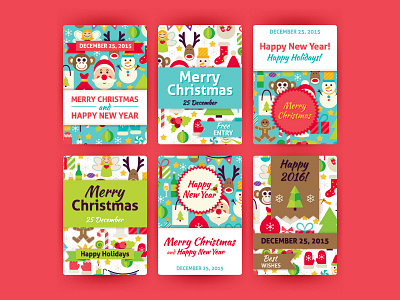 Merry Christmas Vector Invitation Set