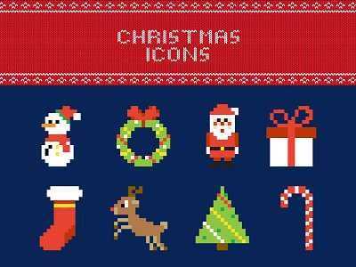 FREE Pixel Christmas Vector Icons