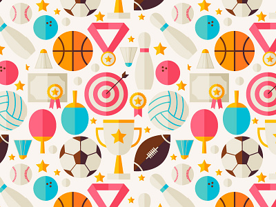 Sport Competition Flat Seamless Patterns