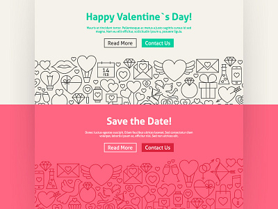 Valentine`s Day Line Art Web Banner