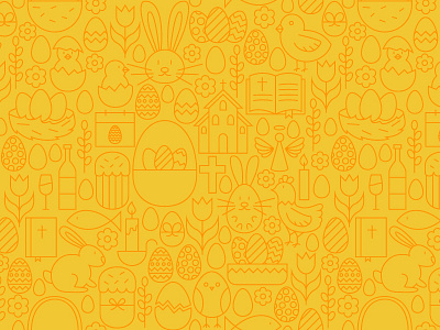 Happy Easter Line Seamless Pattern