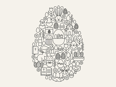 Happy Easter Line Art Concept