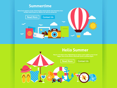 Summer Time Flat Web Banners