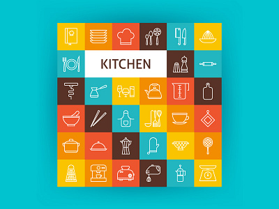 Kitchen Cooking Line Art Icons appliance cooking drink food icon kitchen line menu outline restaurant utensil vector