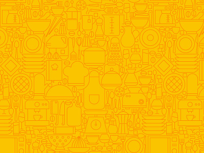 Kitchen Cooking Line Seamless Pattern