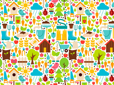 Spring Garden Flat Seamless Pattern