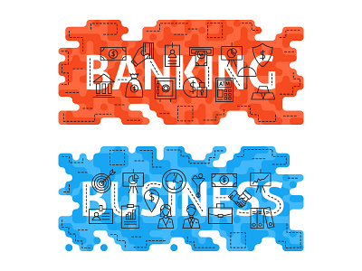 Banking Business Outline Flat Concept