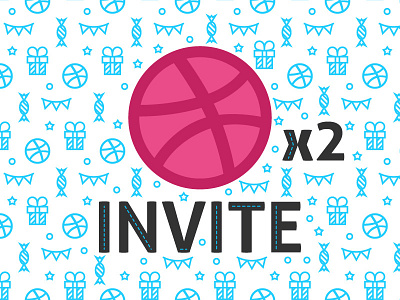 Dribbble Invite X2 available ball dribbble giveaway icon illustration invitation invite invites line pink vector