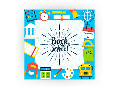 Back To School Lettering back to school book calculator education flat illustration learning lettering school school bus september vector