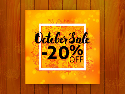 October Sale Flyer advertising autumn calligraphy discount fall lettering october promotion sale seasonal shopping vector