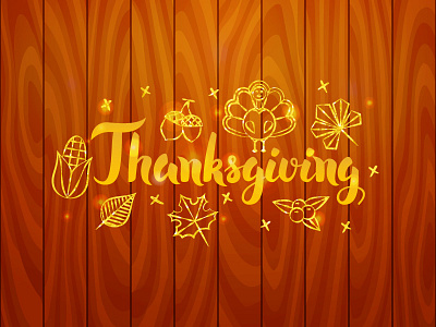 Thanksgiving Lettering calligraphy day fall gold handwritten harvest holiday lettering thanksgiving turkey vector wooden