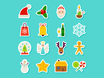 Happy New Year Stickers celebration christmas happy new year merry merry christmas new santa claus snowflake sticker vector winter year