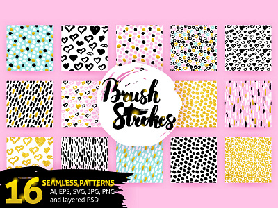 Brush Strokes Trendy Seamless Patterns 80s background brush dot hipster pattern seamless stroke texture tileable trendy vector