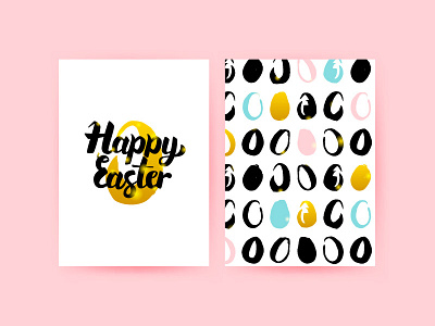 Happy Easter Trendy Flyer 80s calligraphy card easter egg funky greeting happy lettering memphis poster trendy