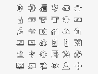 Cryptocurrency Line Icons bank bitcoin business crypto cryptocurrency currency finance icon line set vector virtual