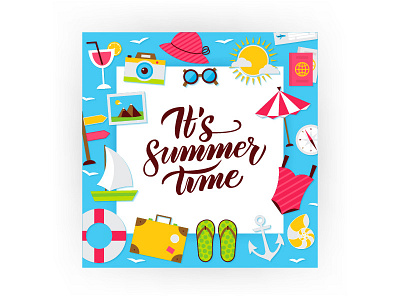 Summer Time Postcard beach calligraphy holiday illustration lettering resort sea summer time travel vacation vector