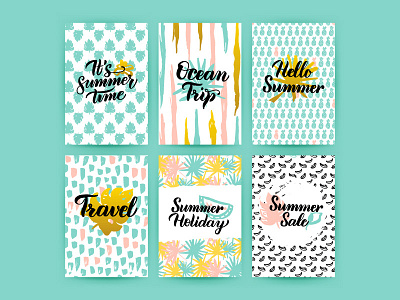 Summer Trendy Posters calligraphy greeting illustration lettering postcard poster seasonal summer summertime travel vacation vector