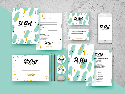 St.Art School brand branding calligraphy corporate design graphic identity illustration lettering logo pattern vector